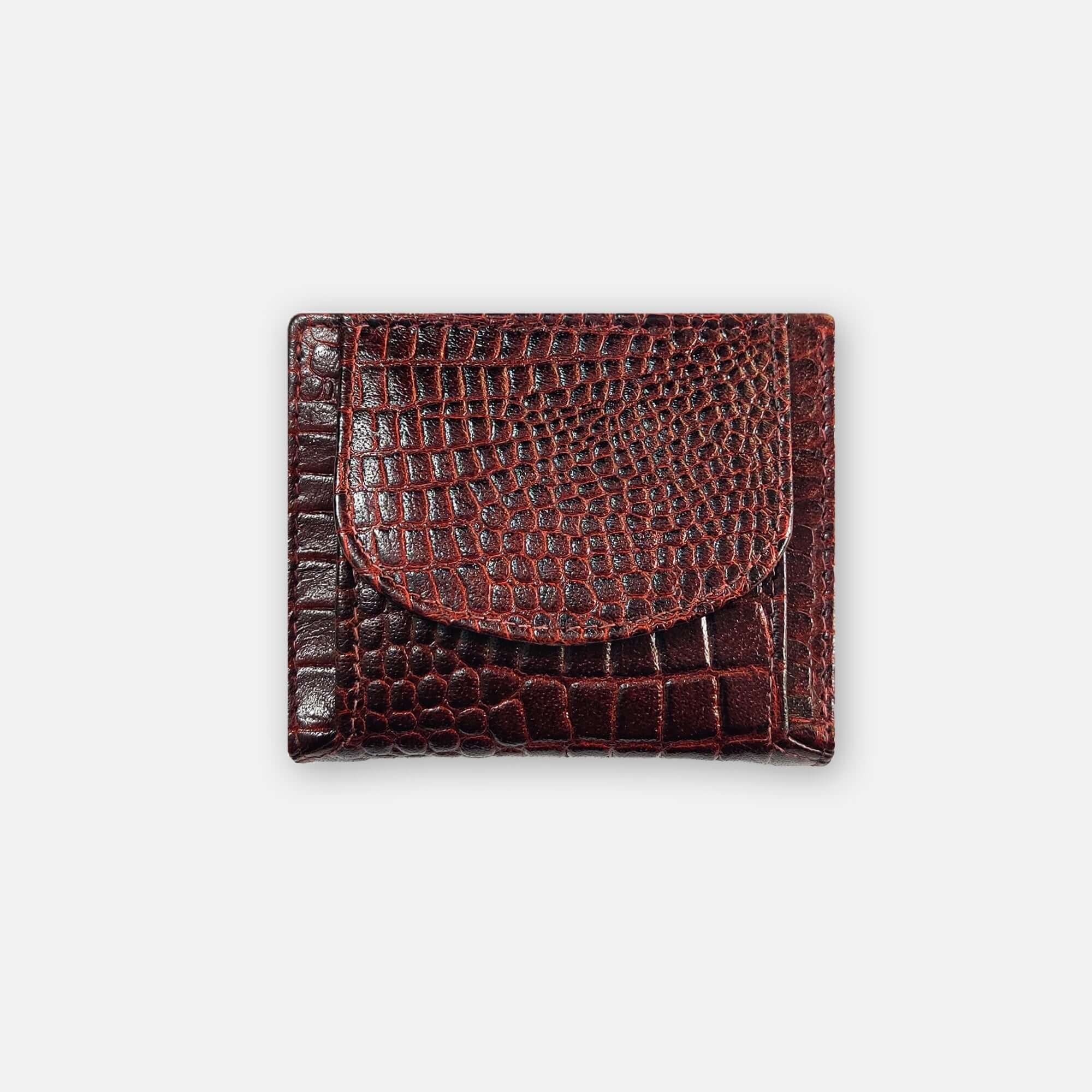 Croco Coin Leather Wallet Brown