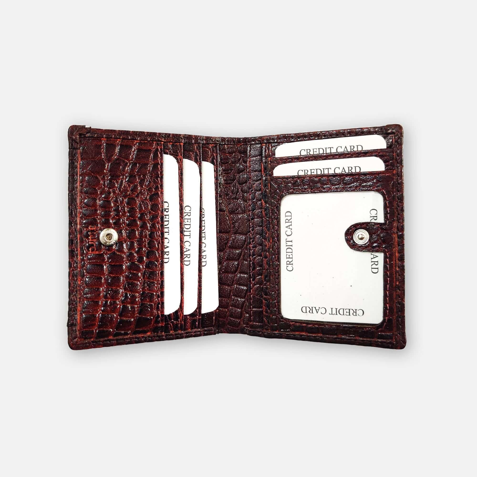 Croco Coin Leather Wallet Brown