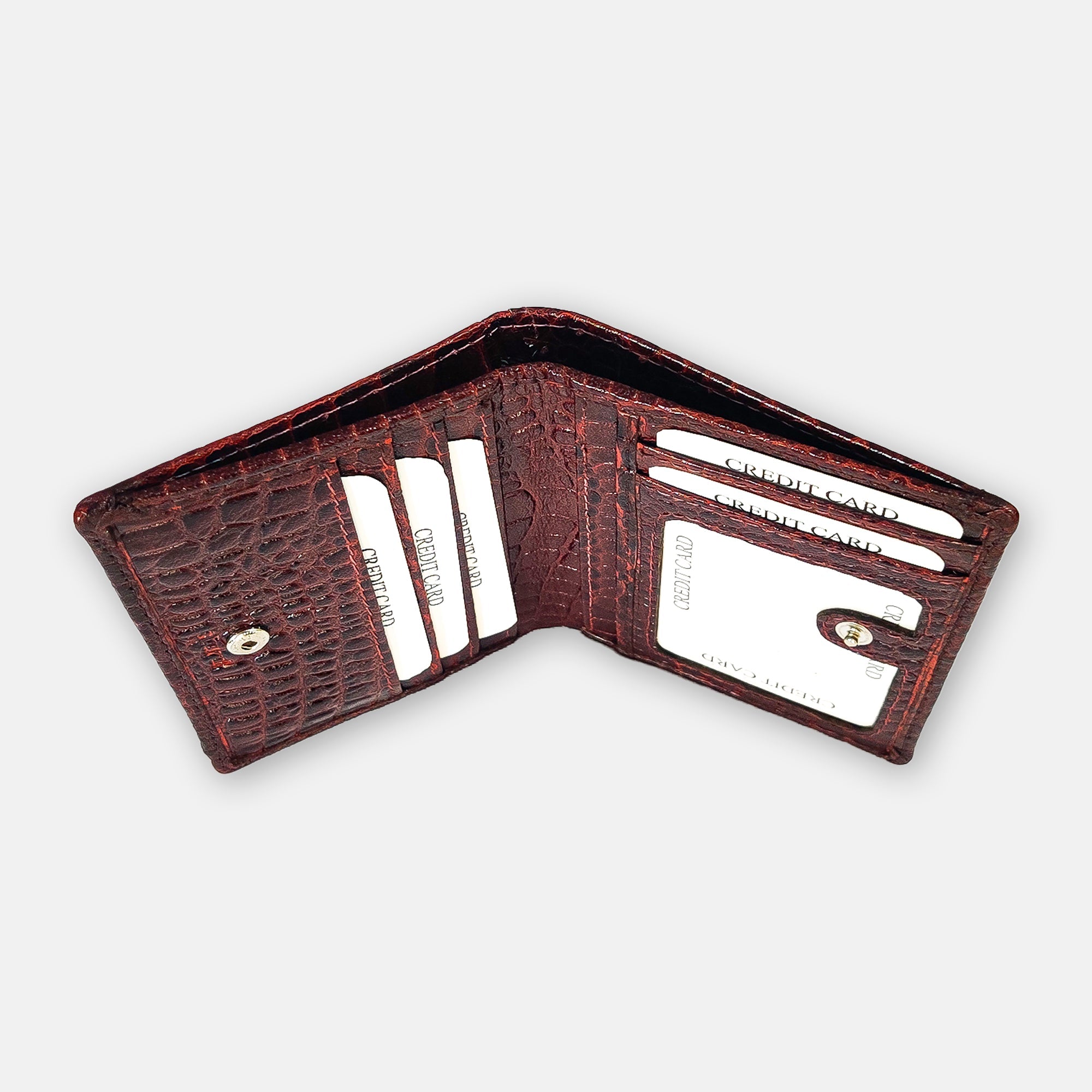 Croco Coin Leather Wallet Brown