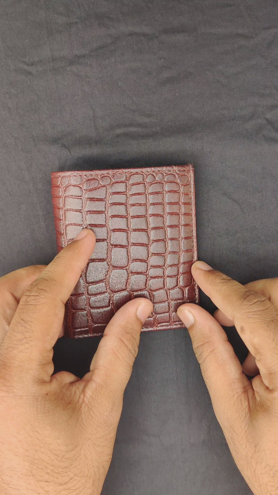 Croco Leather Wallet Brown