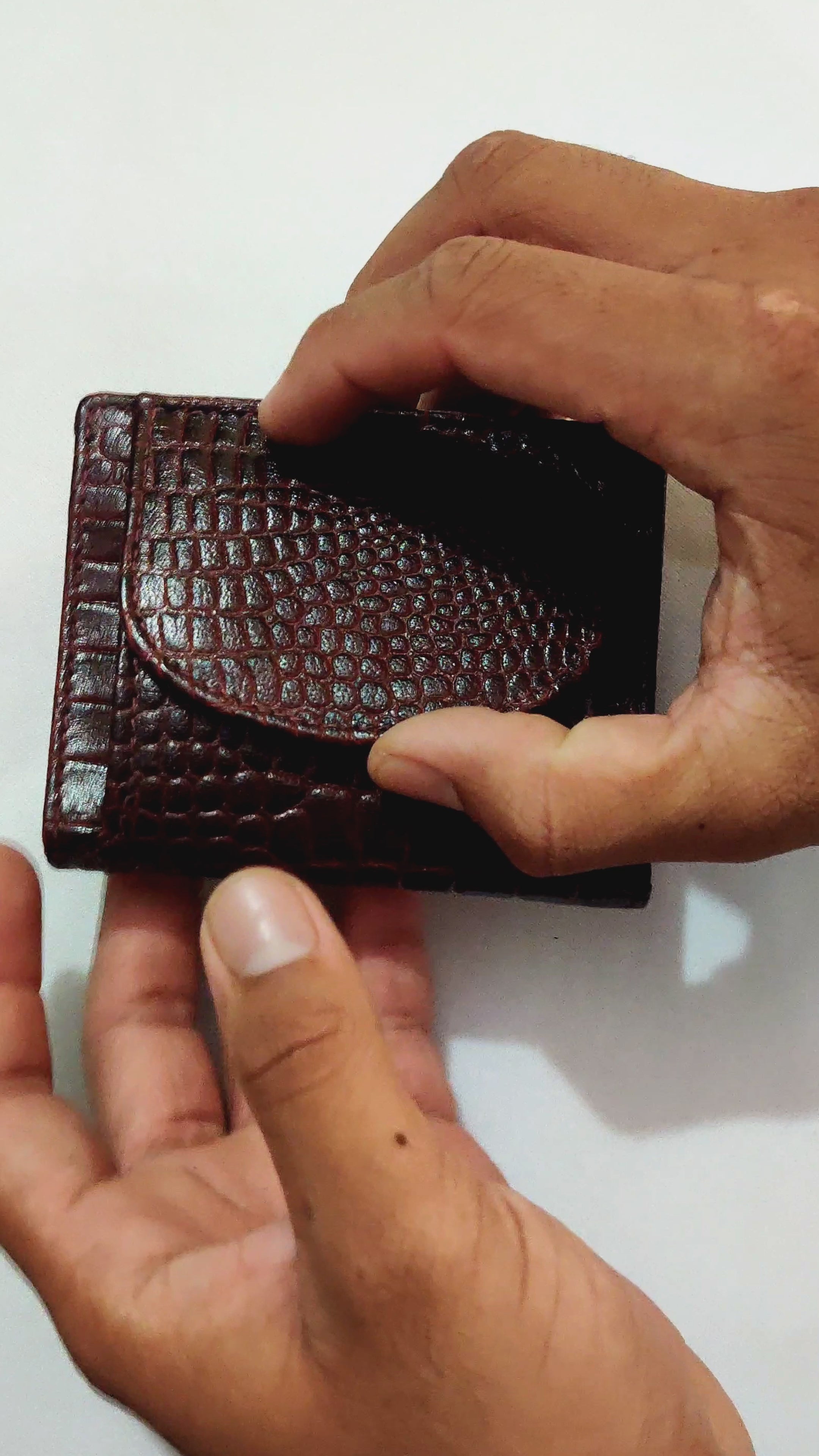 Croco Coin Leather Wallet Brown