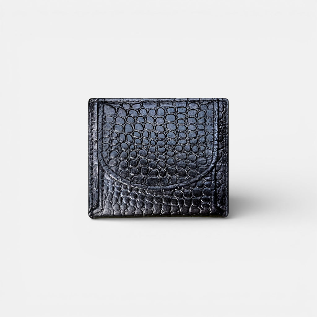 Croco Coin Leather Wallet Black