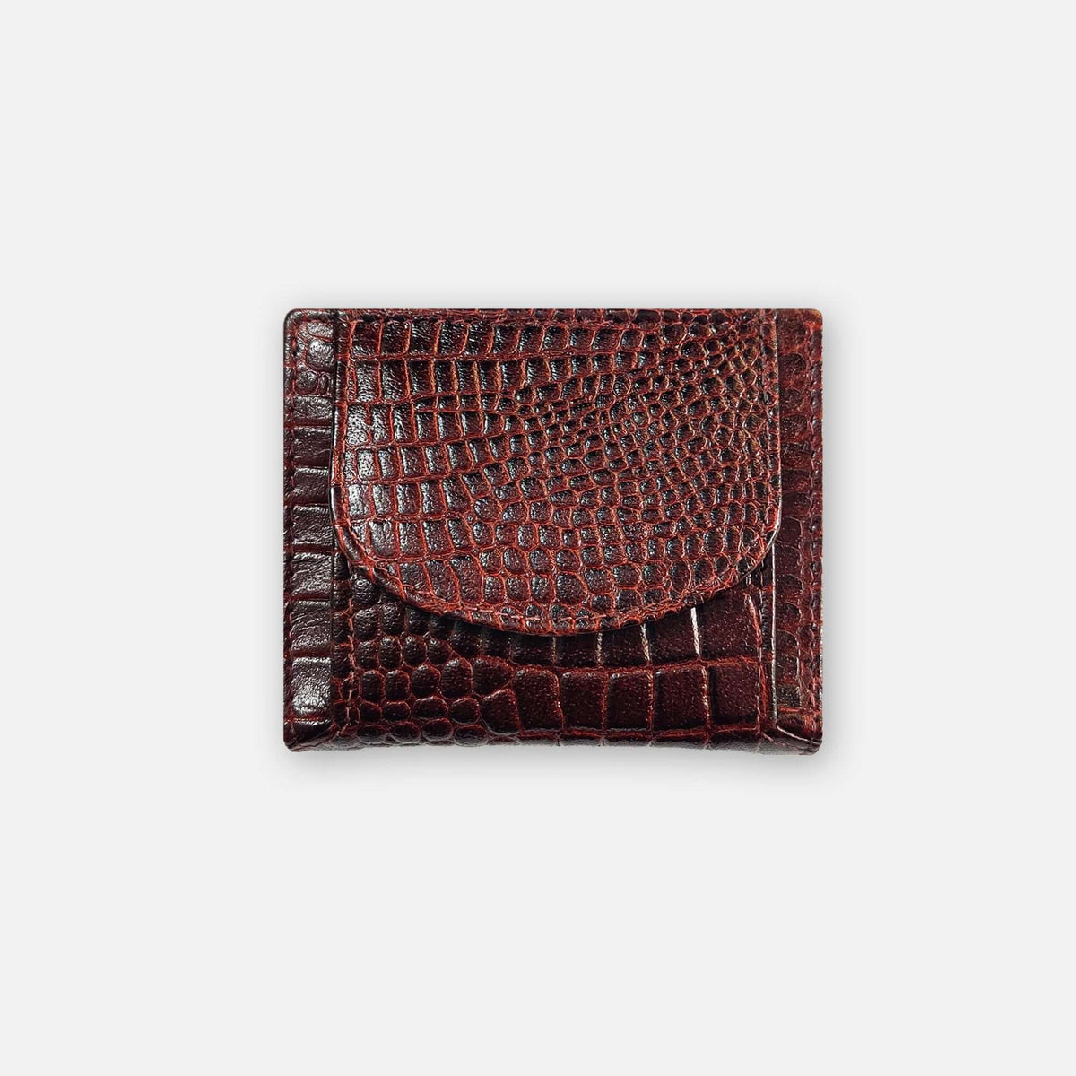 Croco Coin Leather Wallet Brown - Image 1