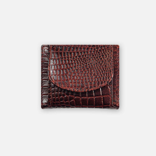 Croco Coin Leather Wallet Brown - Sturd Craft