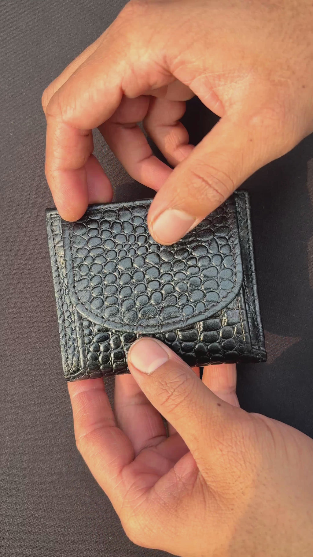 Croco Coin Leather Wallet Black
