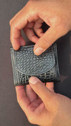 Croco Coin Leather Wallet Black